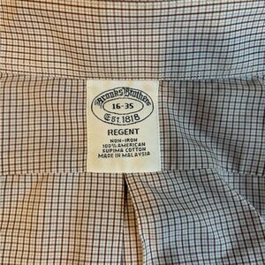 Brooks Brothers Tan Plaid Supima Cotton Shirt
